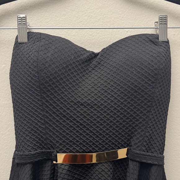 Papaya Tops - Black Strapless shirt with gold detail